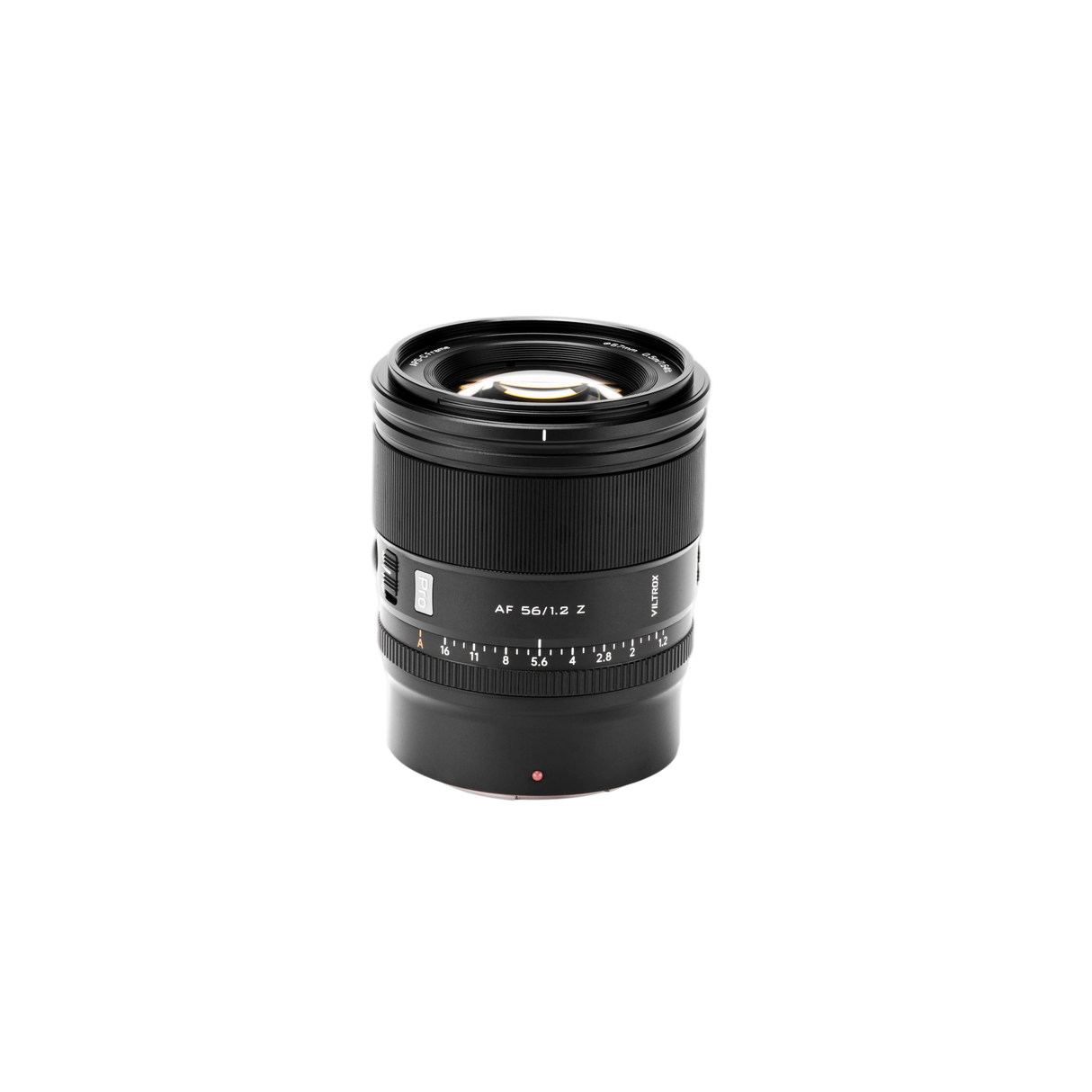 Schwarzes Viltrox-Objektiv stehend