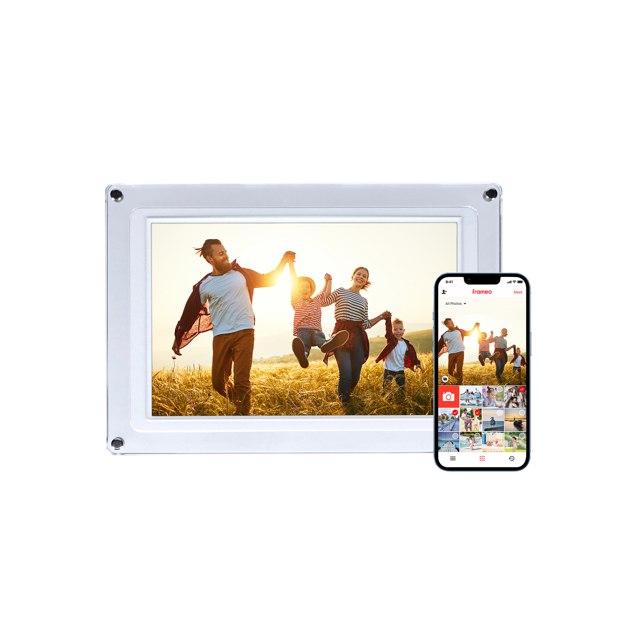 Smarter Bilderrahmen | 10,1" Diagonale | WiFi | Frameo App | Acryl | Modell 109